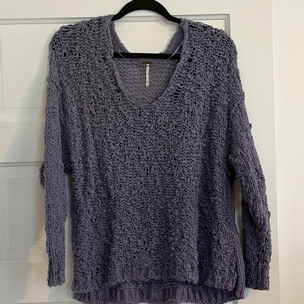 Free People V-Neck Sweater in Purple